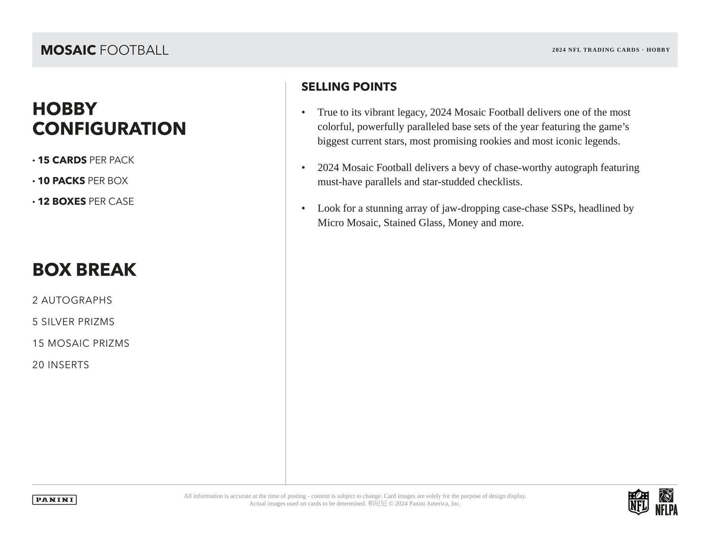 2024 Panini Mosaic Football Hobby Pack