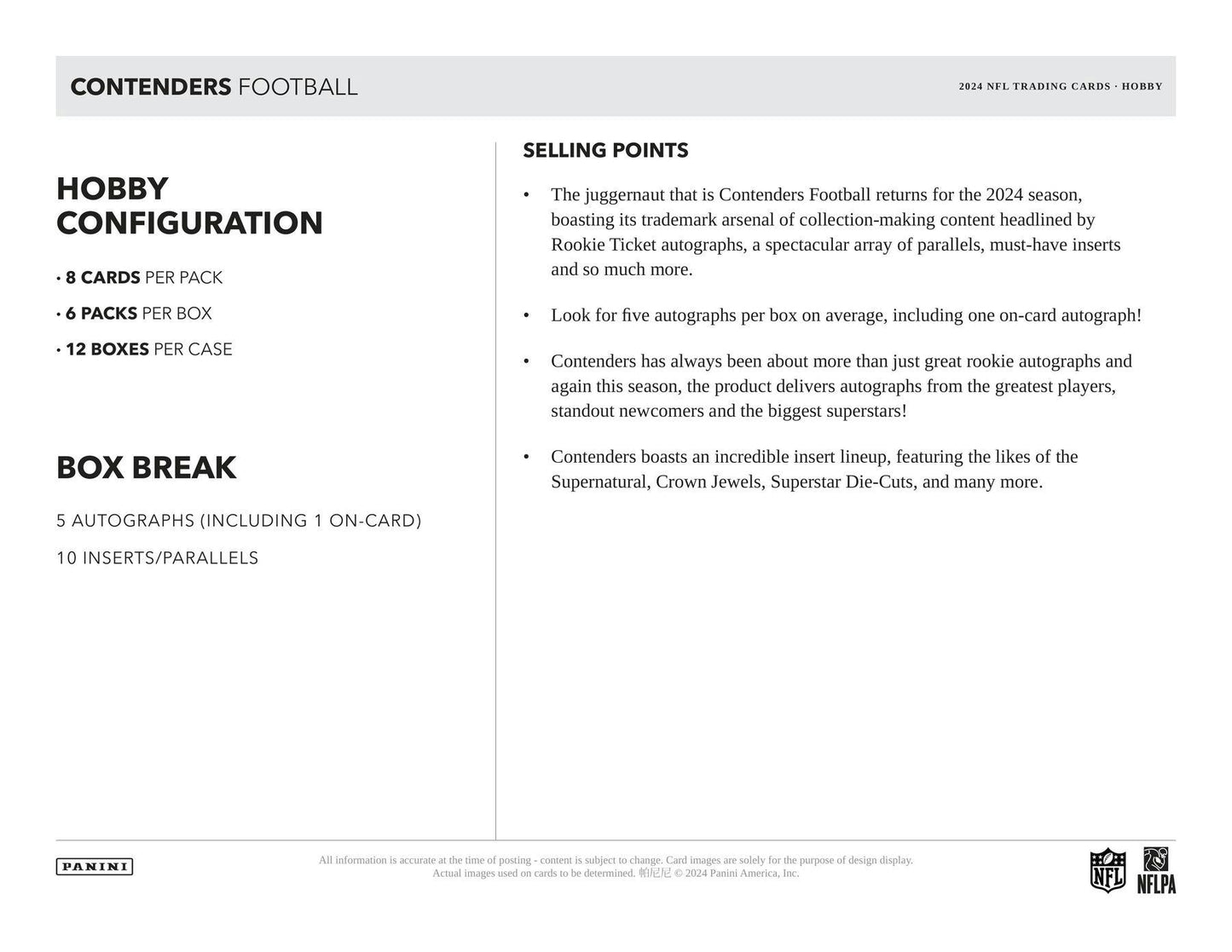 2024 Panini Contenders Football Hobby Pack (6/11)