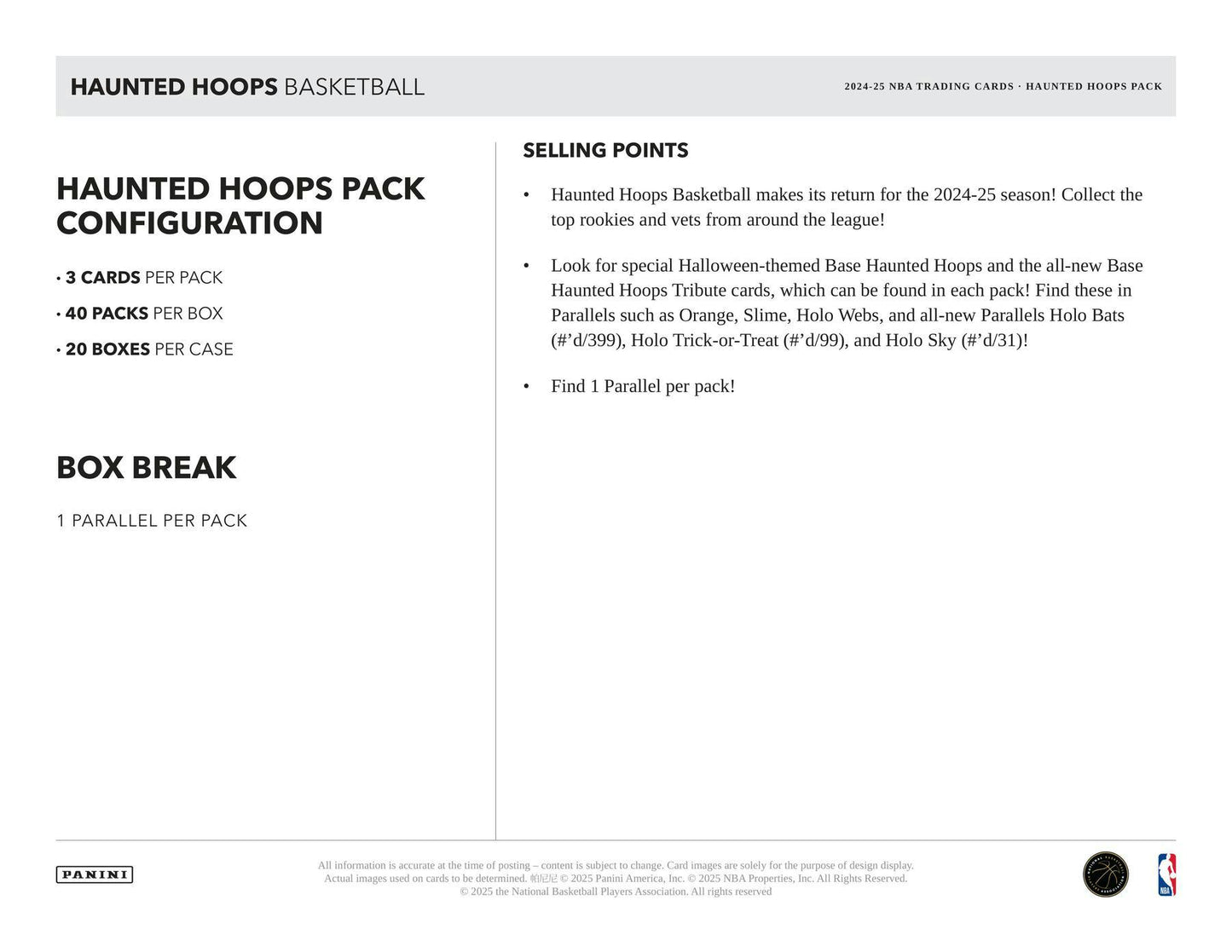 2024-25 Panini Haunted Hoops Halloween Basketball Retail Box