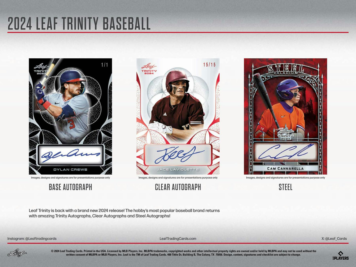 2024 Leaf Trinity Baseball Hobby Box (9/19)