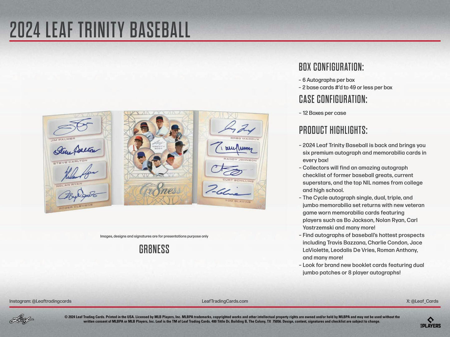 2024 Leaf Trinity Baseball Hobby Box (9/19)