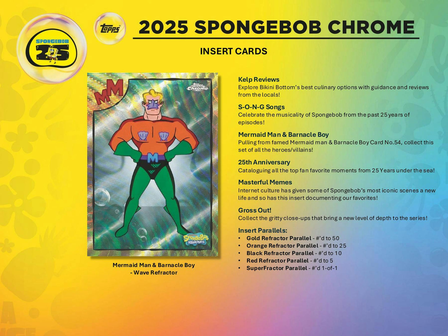 2025 Topps Chrome SpongeBob SquarePants 25th Anniversary 7-Pack Blaster Box (10/1)
