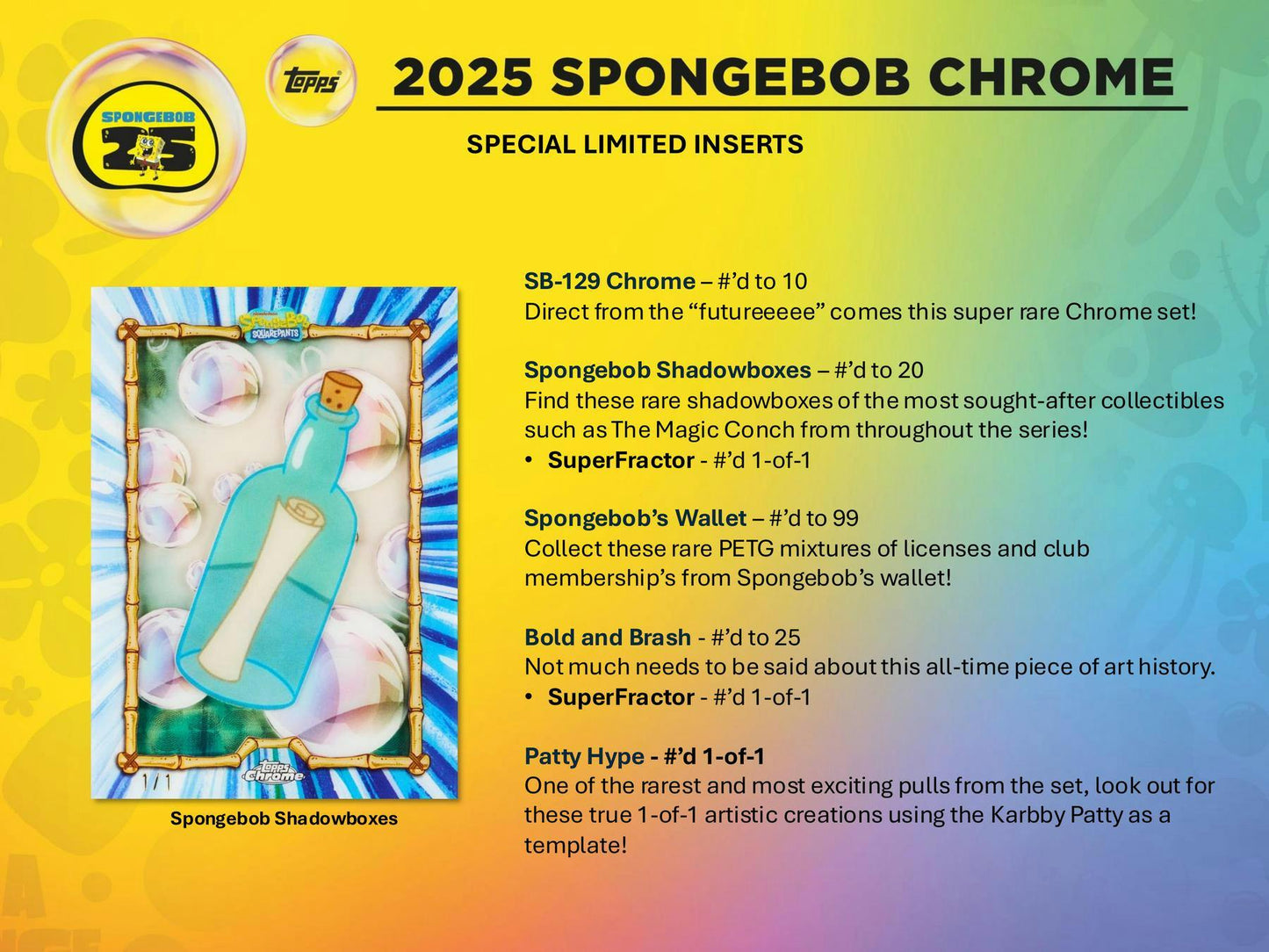 2025 Topps Chrome SpongeBob SquarePants 25th Anniversary 7-Pack Blaster Box (10/1)
