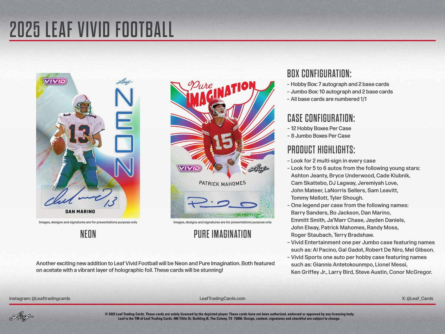 2025 Leaf Vivid Football Jumbo Box (10/1)