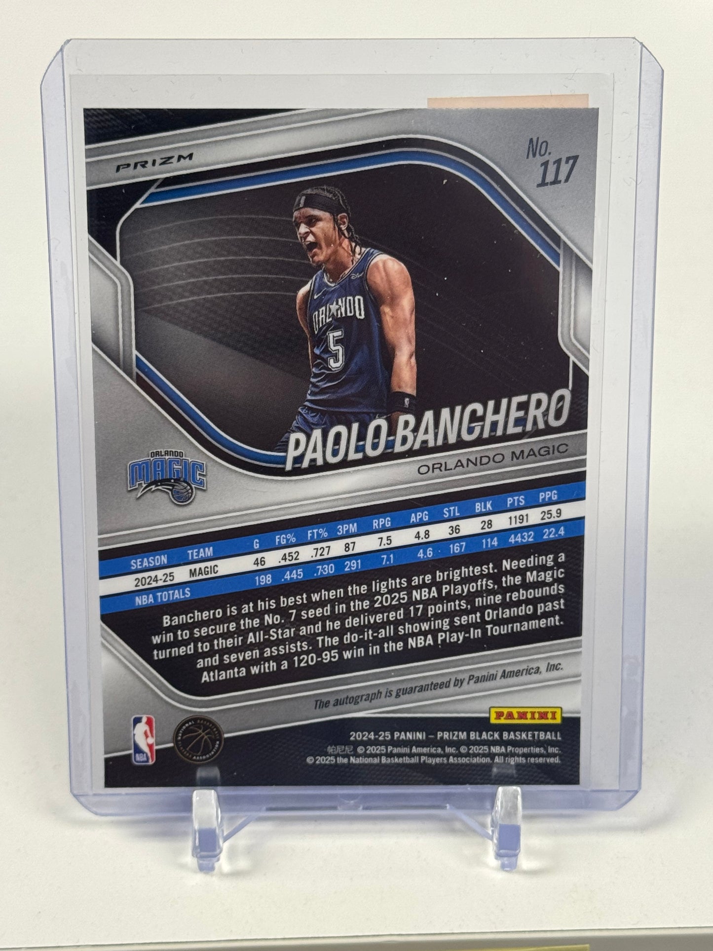 2024 PANINI PRIZM BLACK 117 PAOLO BANCHERO AUTOGRAPH SILVER PRIZM