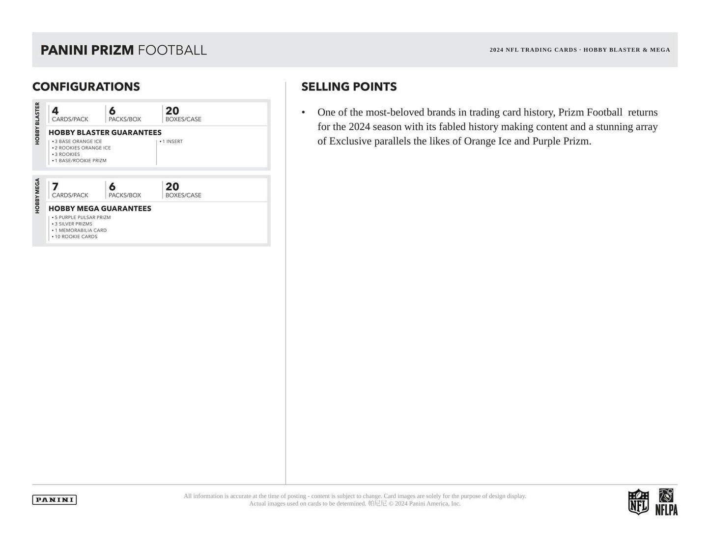 2024 Panini Prizm Football 6-Pack Hobby Blaster Box