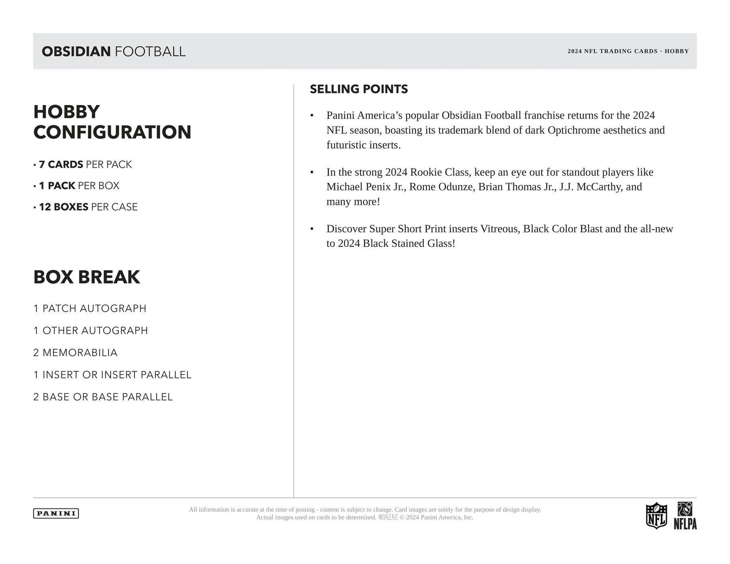 2024 Panini Obsidian Football Hobby Box
