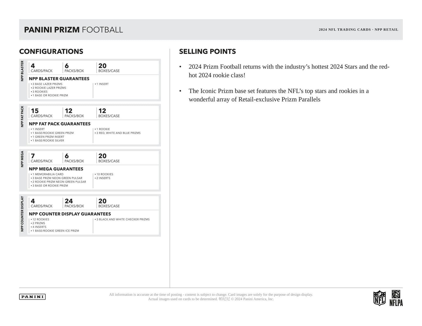 2024 Panini Prizm Football 6-Pack Blaster Box (Lazer Prizms)