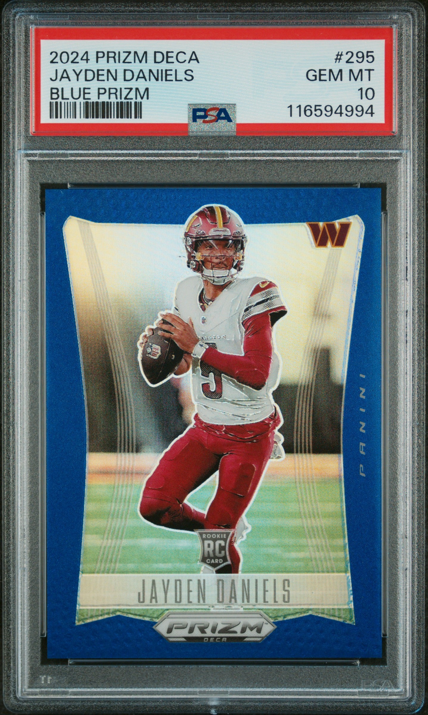 2024 Panini Prizm Deca #295 Jayden Daniels Blue Prizm PSA 10