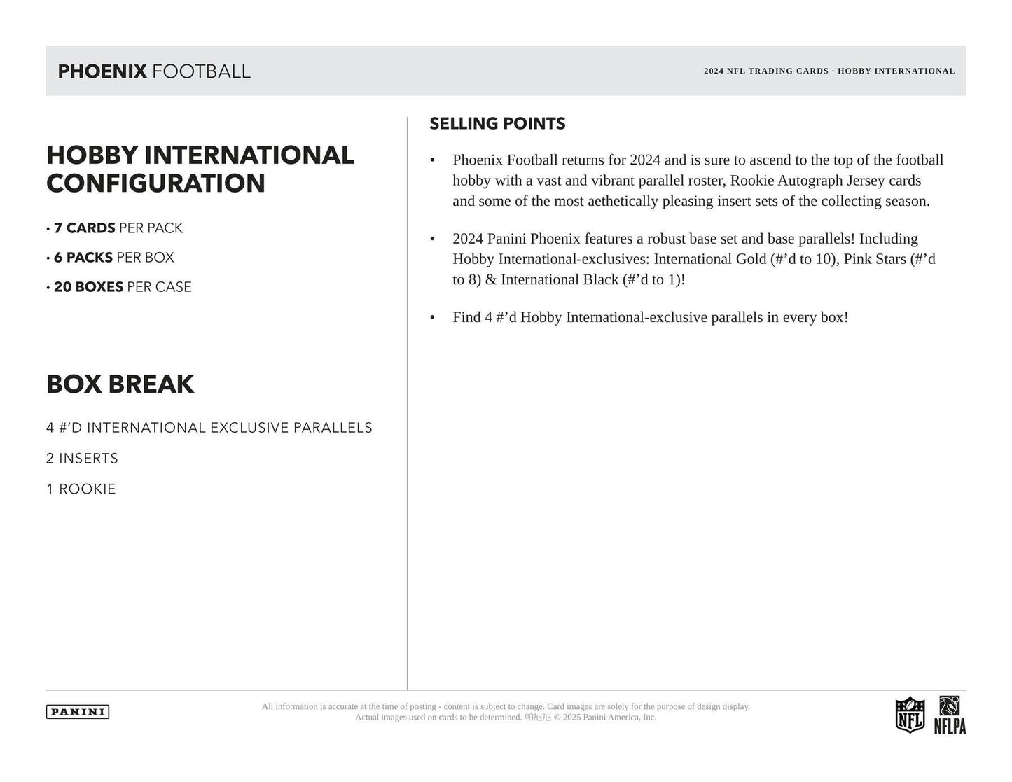 2024 Panini Phoenix Football Hobby International Mega Pack (5/23)