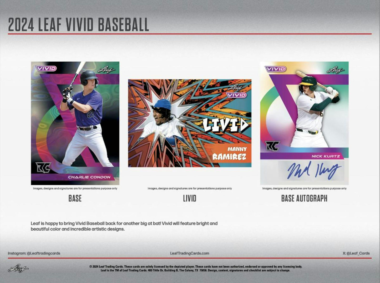 2024 Leaf Vivid Baseball Hobby Box (3/21)