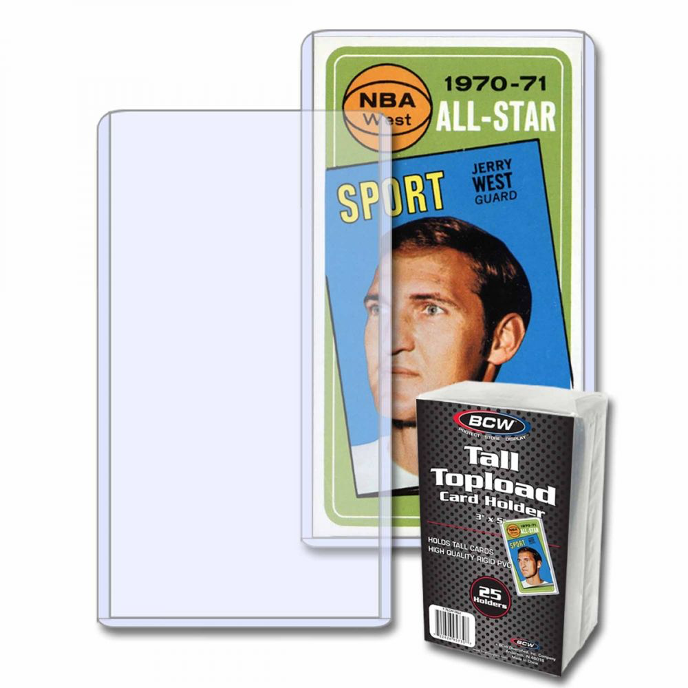BCW Toploaders for Tall/Vintage Cards (3x5), 25ct Pack
