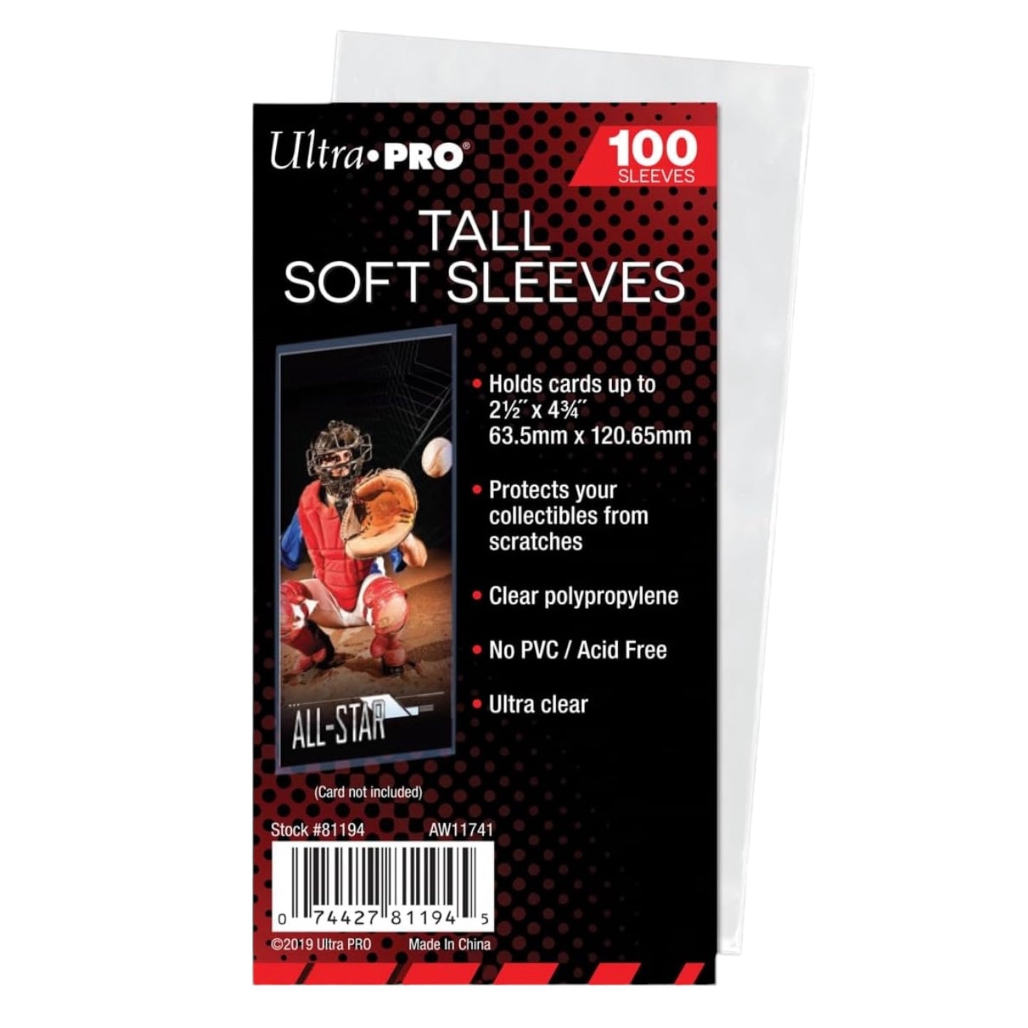Ultra Pro Tall Card Sleeve, 100ct Pack