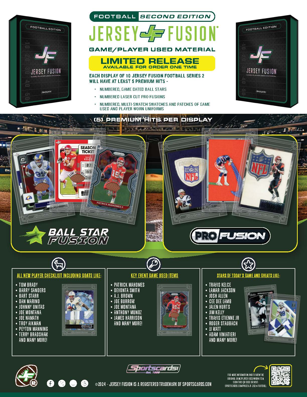 2024 Jersey Fusion Football Series 2 Hobby Pack (Mystery Game Used Swatch Card)