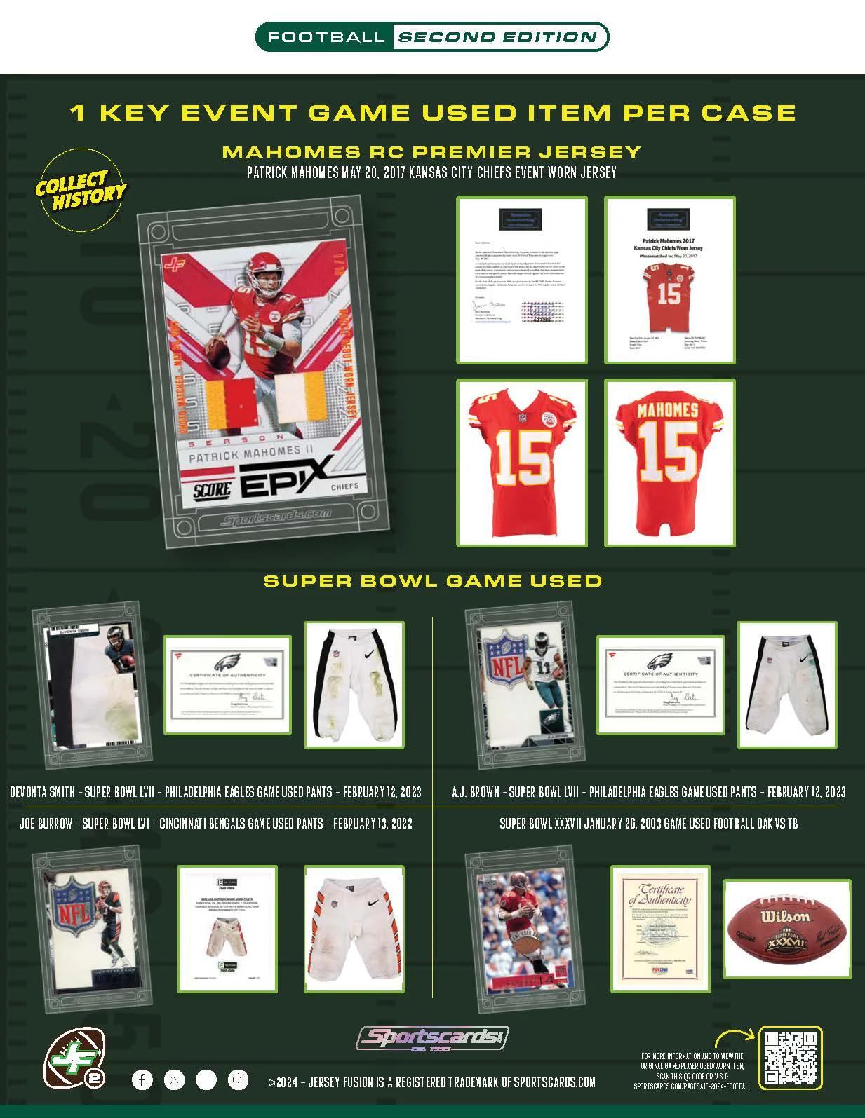 2024 Jersey Fusion Football Series 2 Hobby Pack (Mystery Game Used Swatch Card)