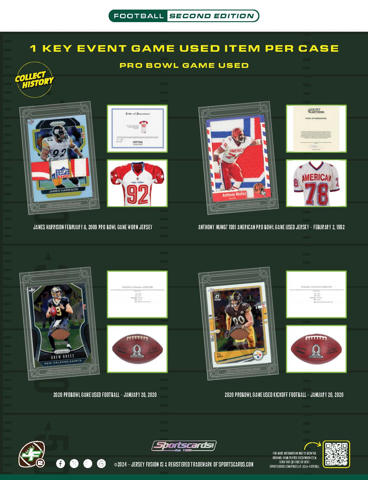 2024 Jersey Fusion Football Series 2 Hobby Pack (Mystery Game Used Swatch Card)