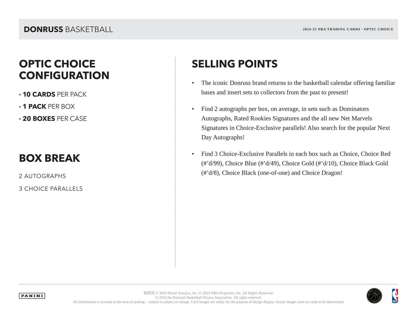 2024-25 Panini Donruss Basketball Choice Box (3/19)