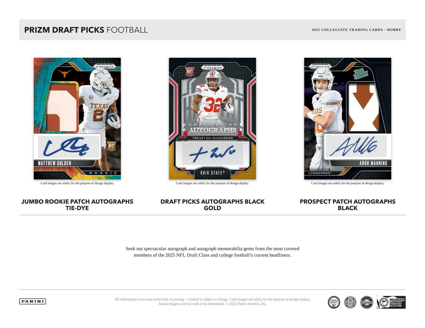 2025 Panini Prizm Draft Picks Football Hobby Box (Presell 9/24)