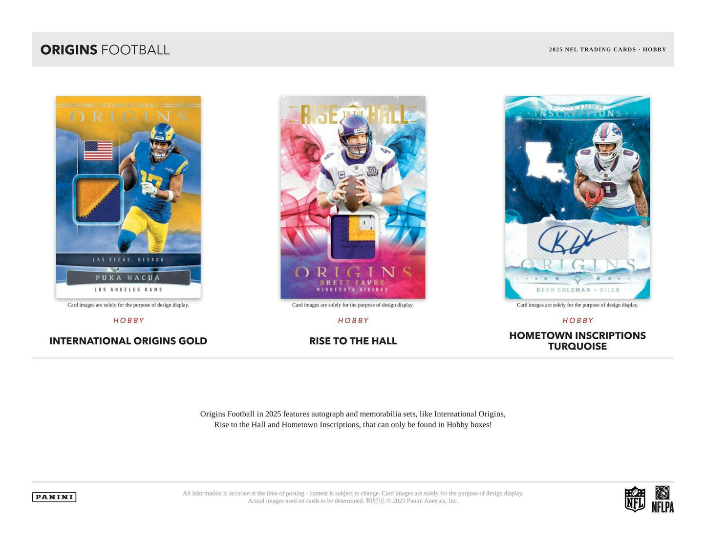 2025 Panini Origins Football Hobby Box (Presell 8/27)