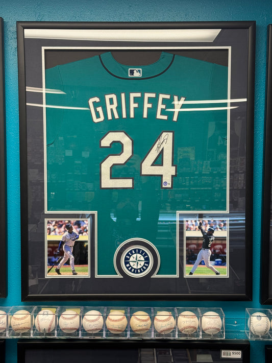 Ken Griffey Jr. (Seattle Mariners #24) framed autographed jersey w/ COA