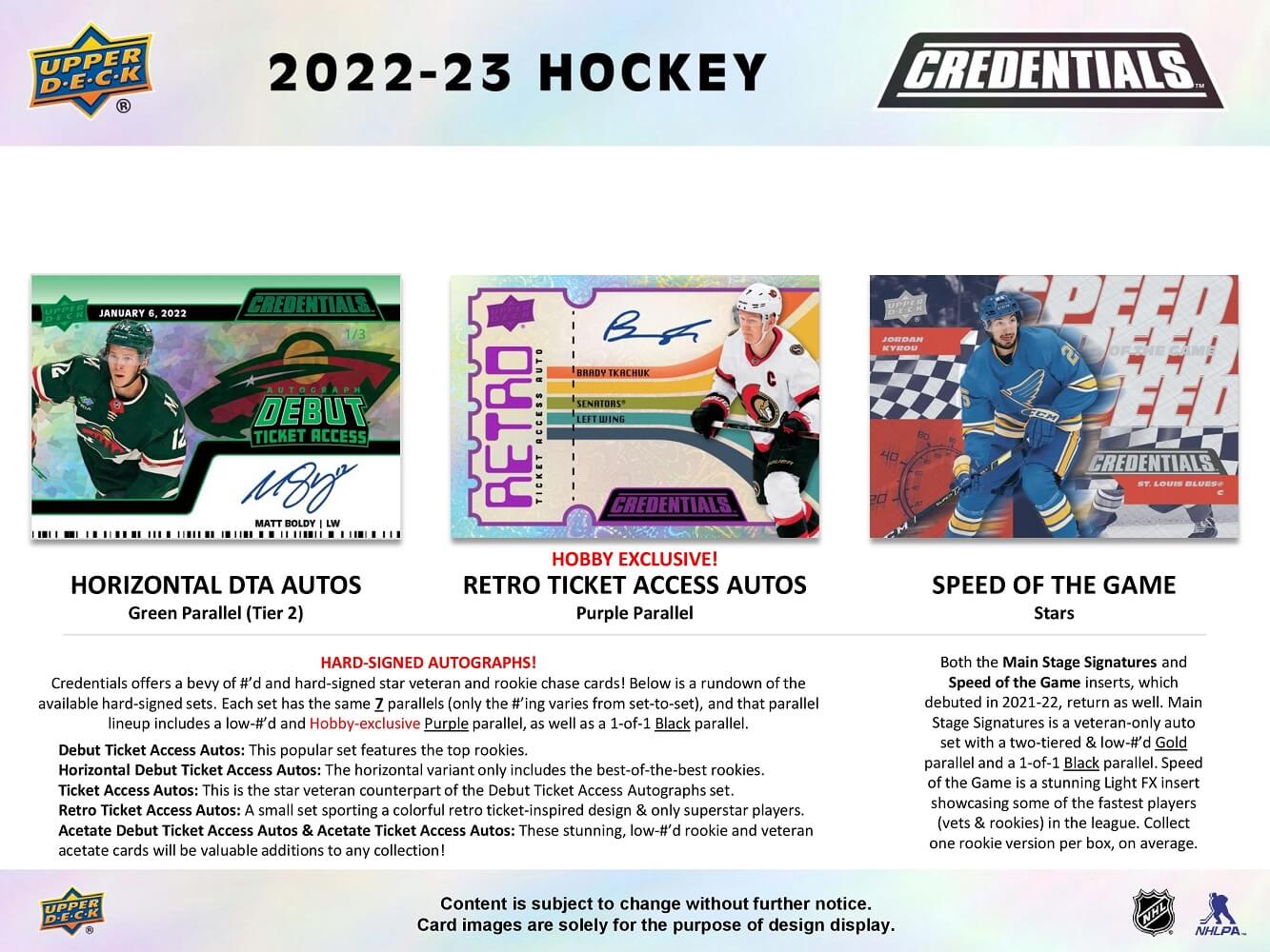 2022-23 Upper Deck Credentials Hockey, Hobby Box