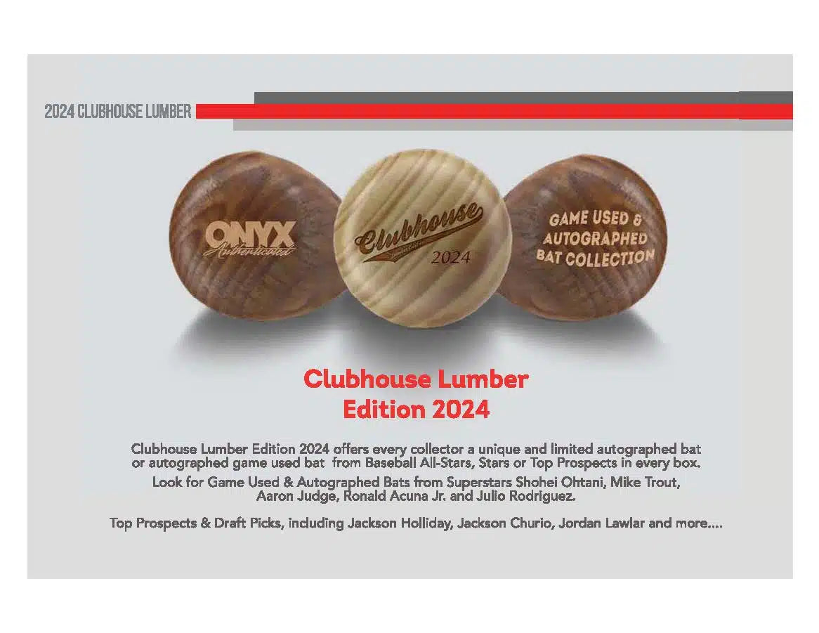 2024 Onyx Baseball Clubhouse Lumber Collection Game Used & Autographed Baseball Bat