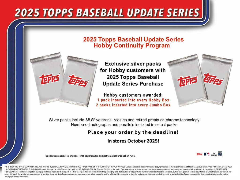 2025 Topps Update Series Baseball Hobby Jumbo 6-Box Case (11/12)