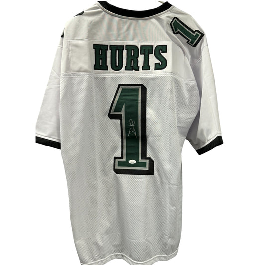 Jalen Hurts (Philadelphia Eagles #1) autographed custom white jersey w/ JSA COA