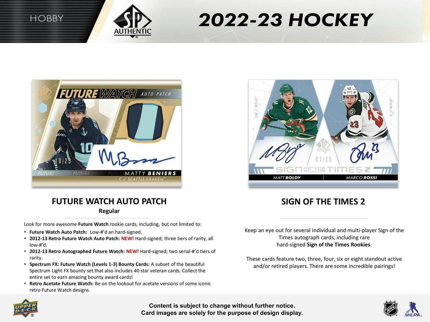 2022-23 Upper Deck SP Authentic Hockey, Hobby Box