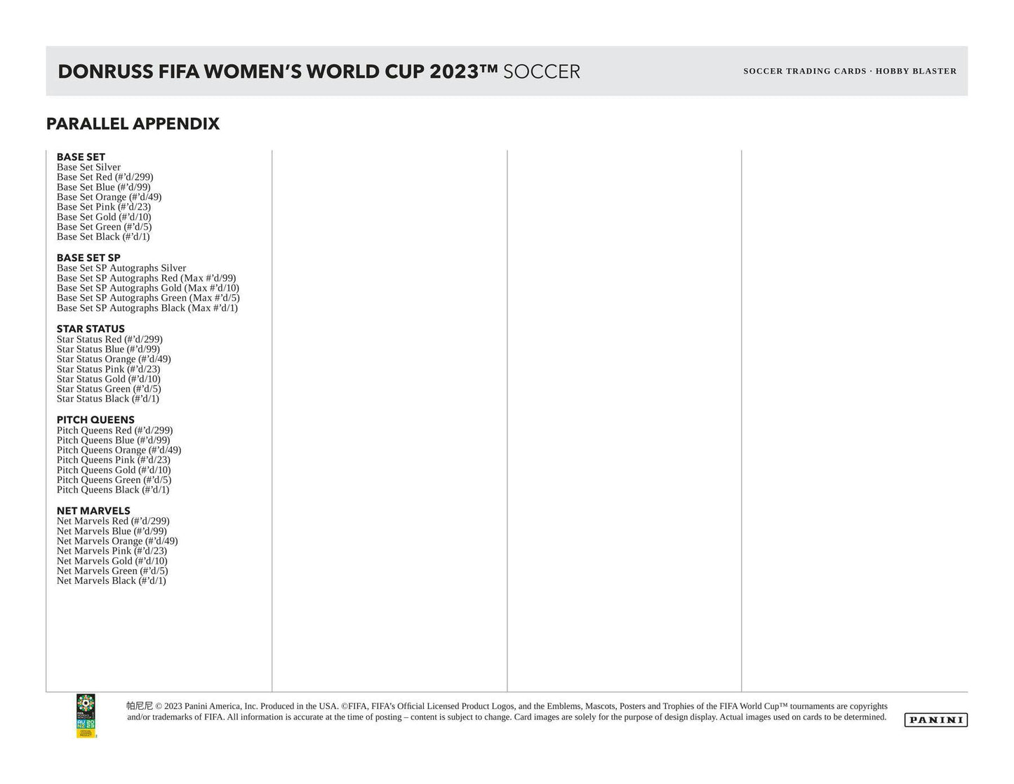 2023 Panini Donruss Soccer FIFA Women's World Cup, Hobby Blaster Box