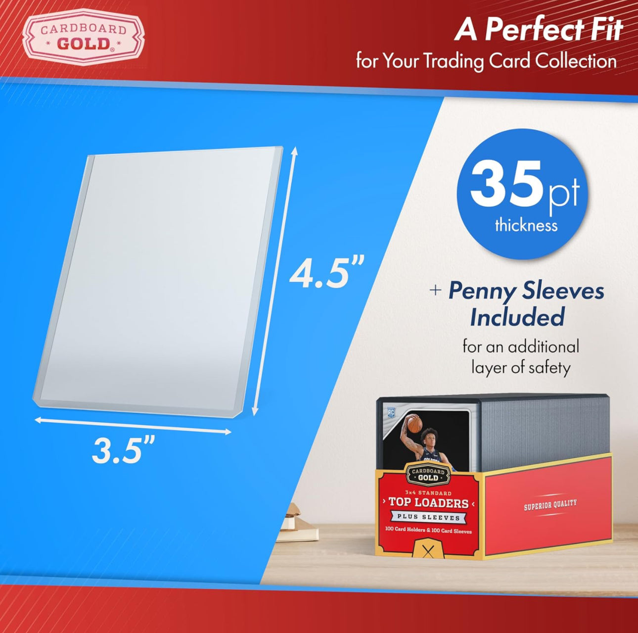 CBG Top Loaders 3x4 Standard (35pt) 100ct & 100 Soft Sleeves Bundle