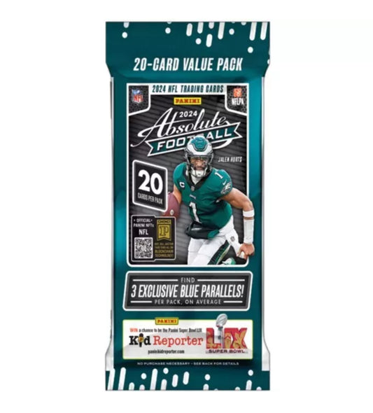 2024 Panini Absolute Football 20-Card Jumbo Value Pack (Blue Parallels)