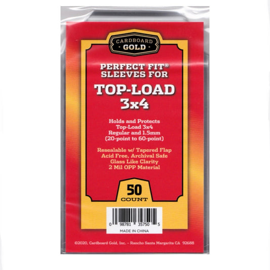CBG Perfect Fit Sleeve Top-Load 3x4 (20pt-60pt), 50ct Pack