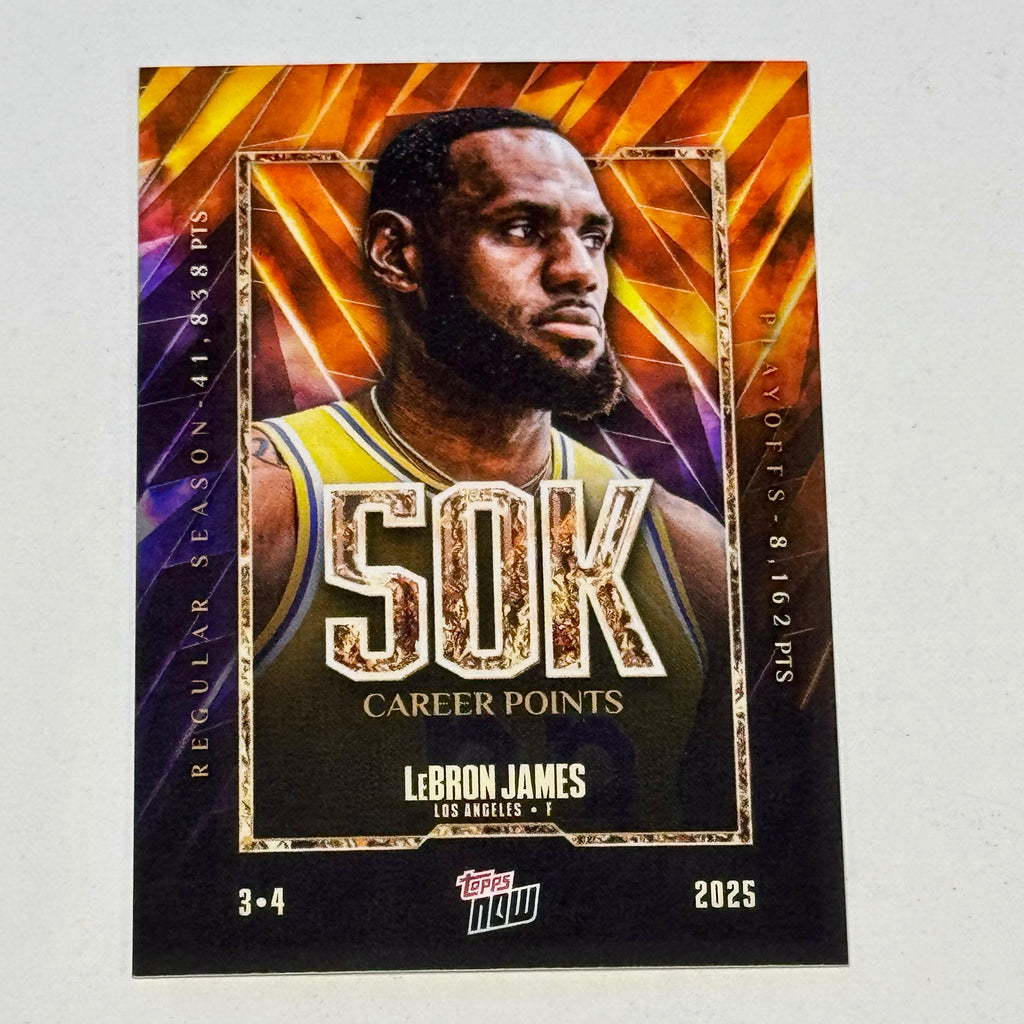 2025 Topps Now #12 - LeBron James 50k Career Points Scoring Record LA Lakers