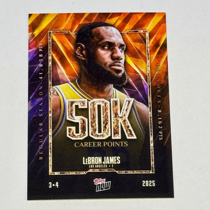 2025 Topps Now #12 - LeBron James 50k Career Points Scoring Record LA Lakers