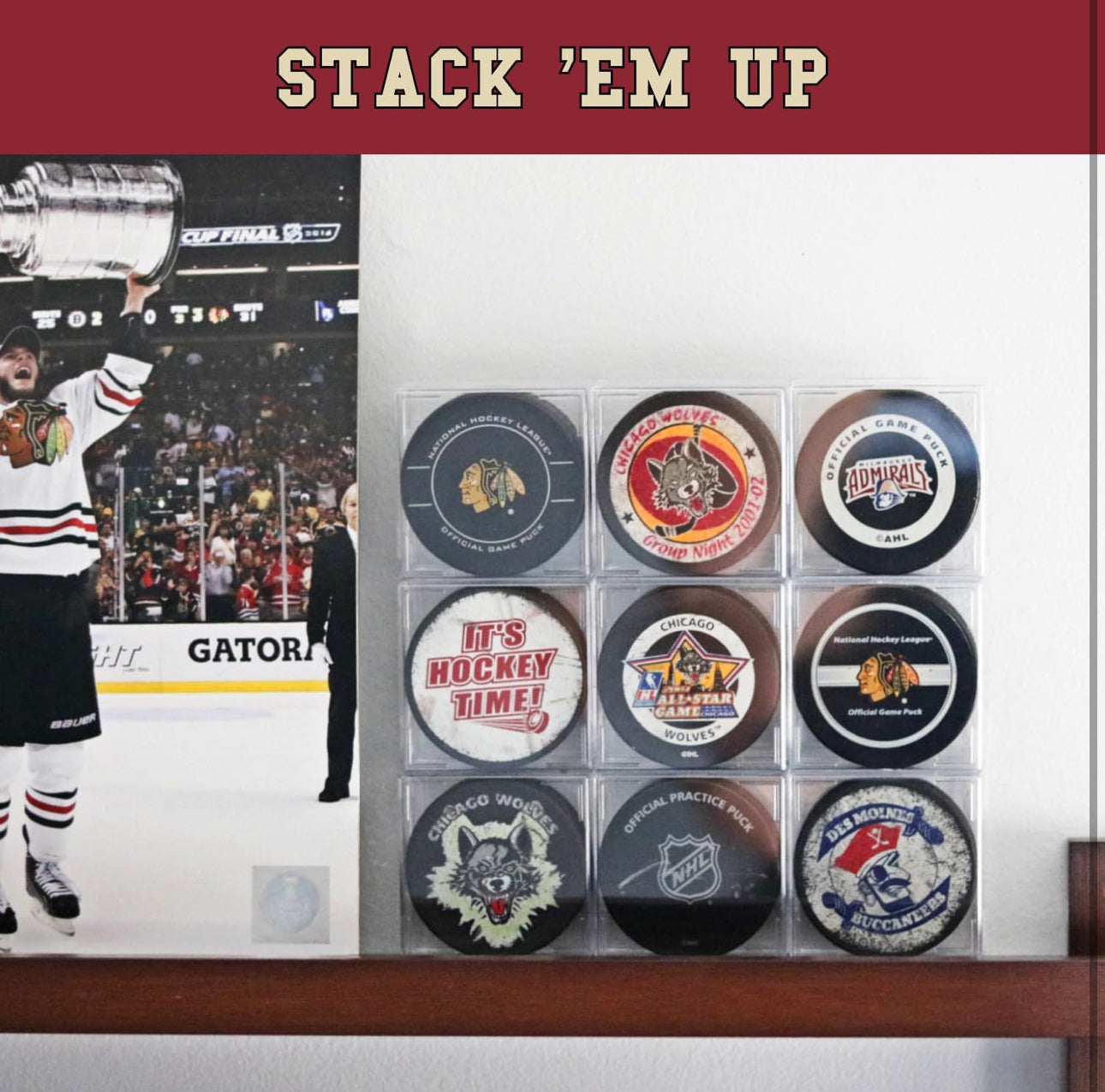 Hockey Puck Case, Crystal Clear Puck Holder - Fits Official Size Hockey Puck