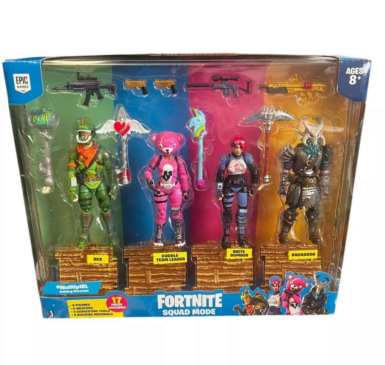 Fortnite Squad Mode Series 1 Rex Cuddle Brite Ragnarok 4 Pack Figure Set