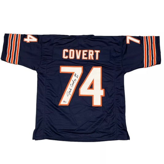 Jim Covert (Chicago Bears #74) autographed custom black jersey w/ TriStar COA