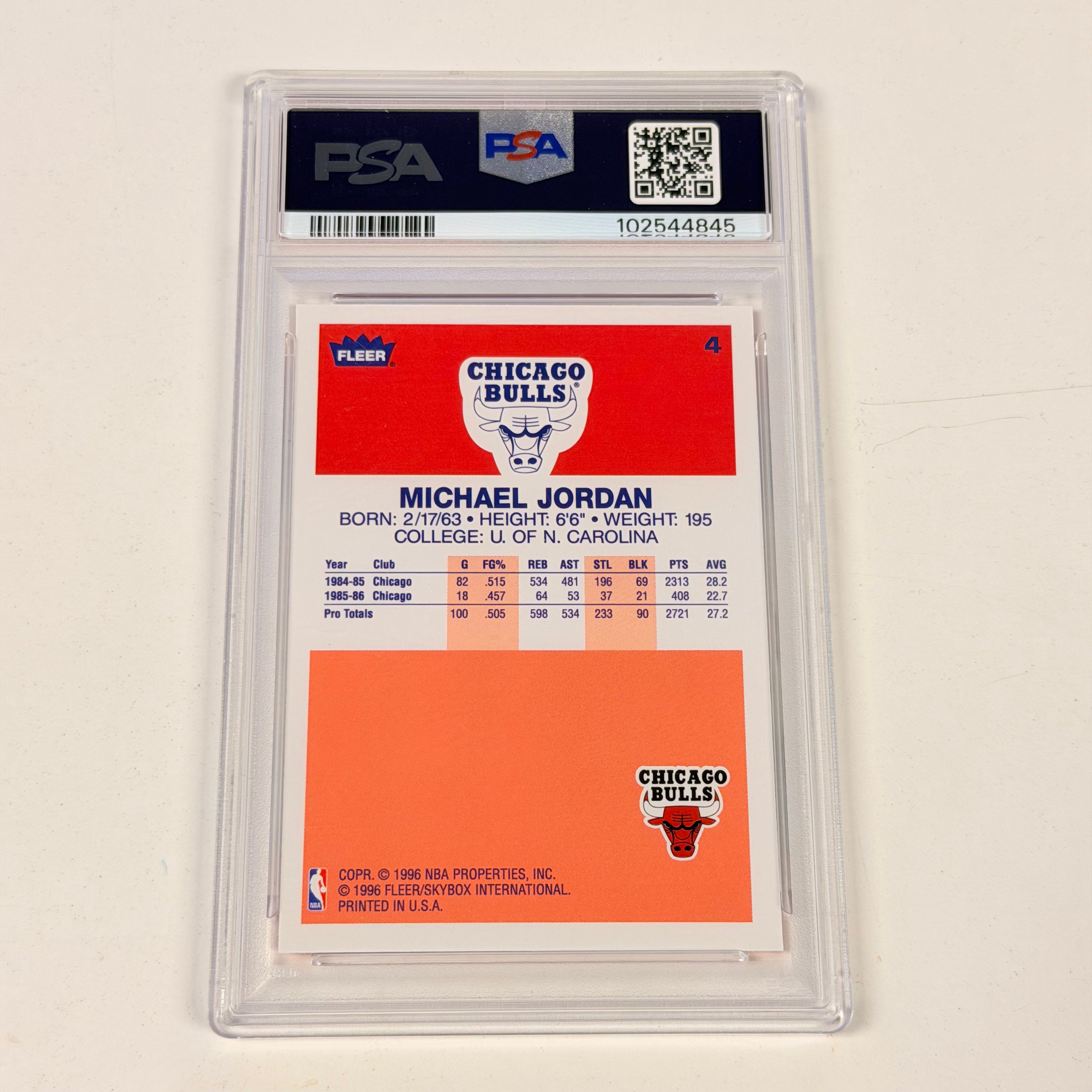 1996 FLEER DECADE OF EXCELLENCE #4 MICHAEL JORDAN DECADE OF EXCELLENCE