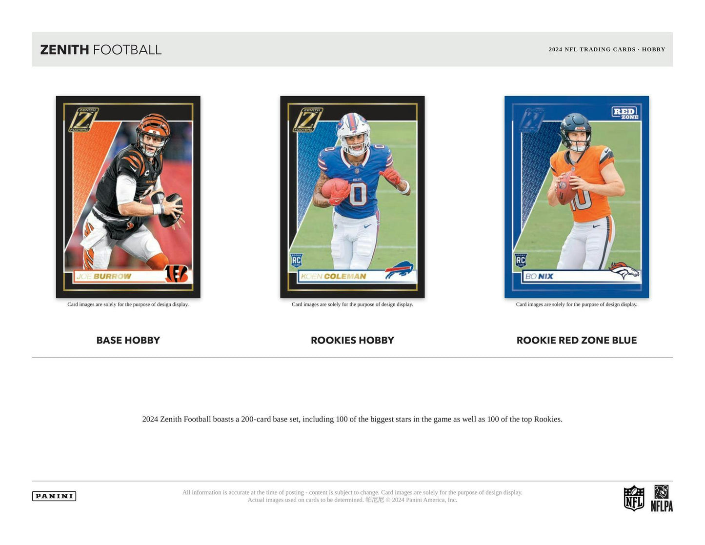 2024 Panini Zenith Football, Hobby Box (Presell 2/12/25)