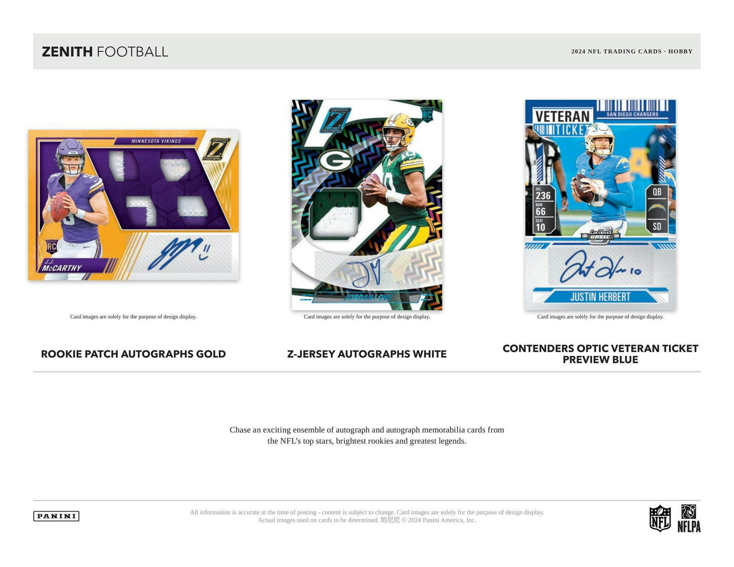 2024 Panini Zenith Football, Hobby Box (Presell 2/12/25)