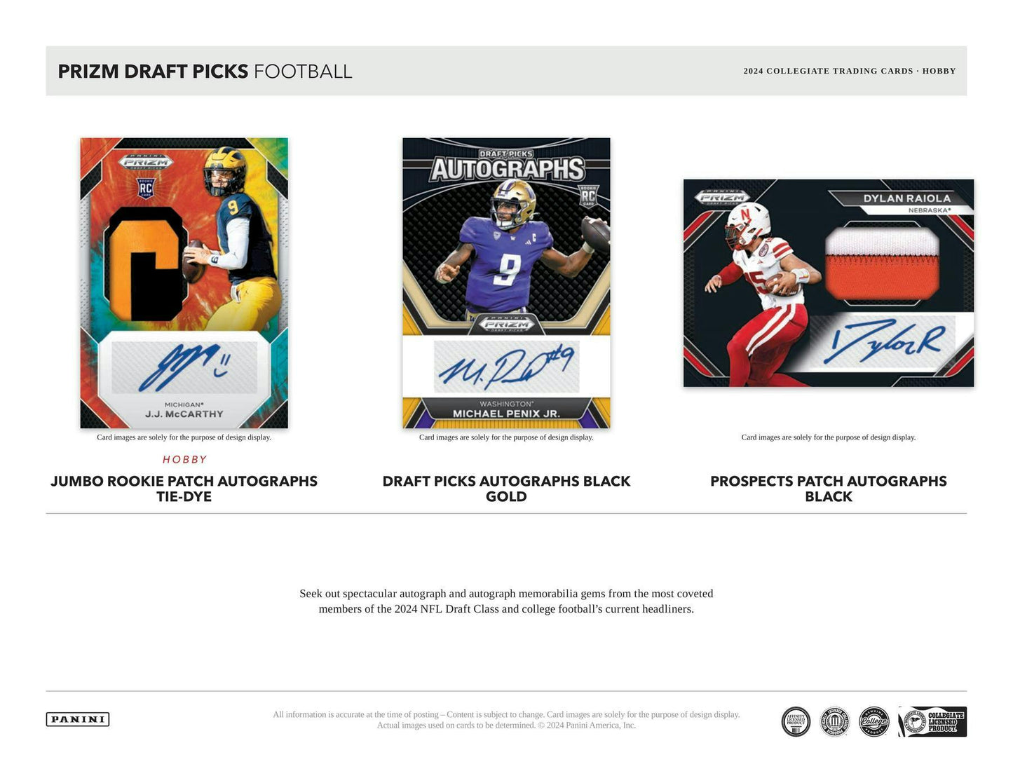 2024 Panini Prizm Draft Picks Football Hobby Box (Presell 12/20)