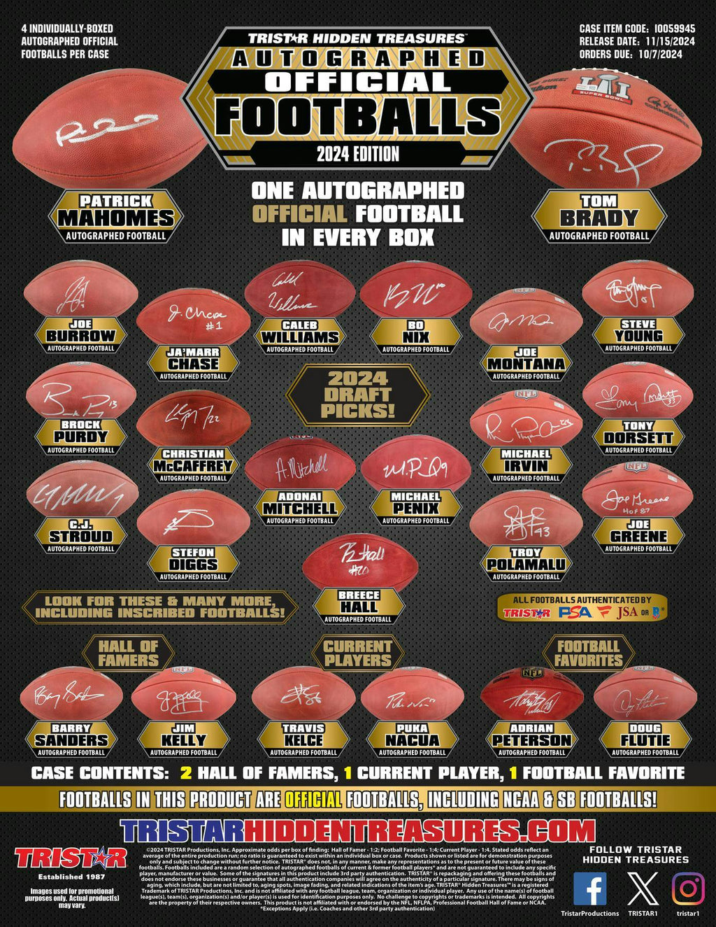 2024 TriStar Hidden Treasures Autographed Official Football Hobby Box