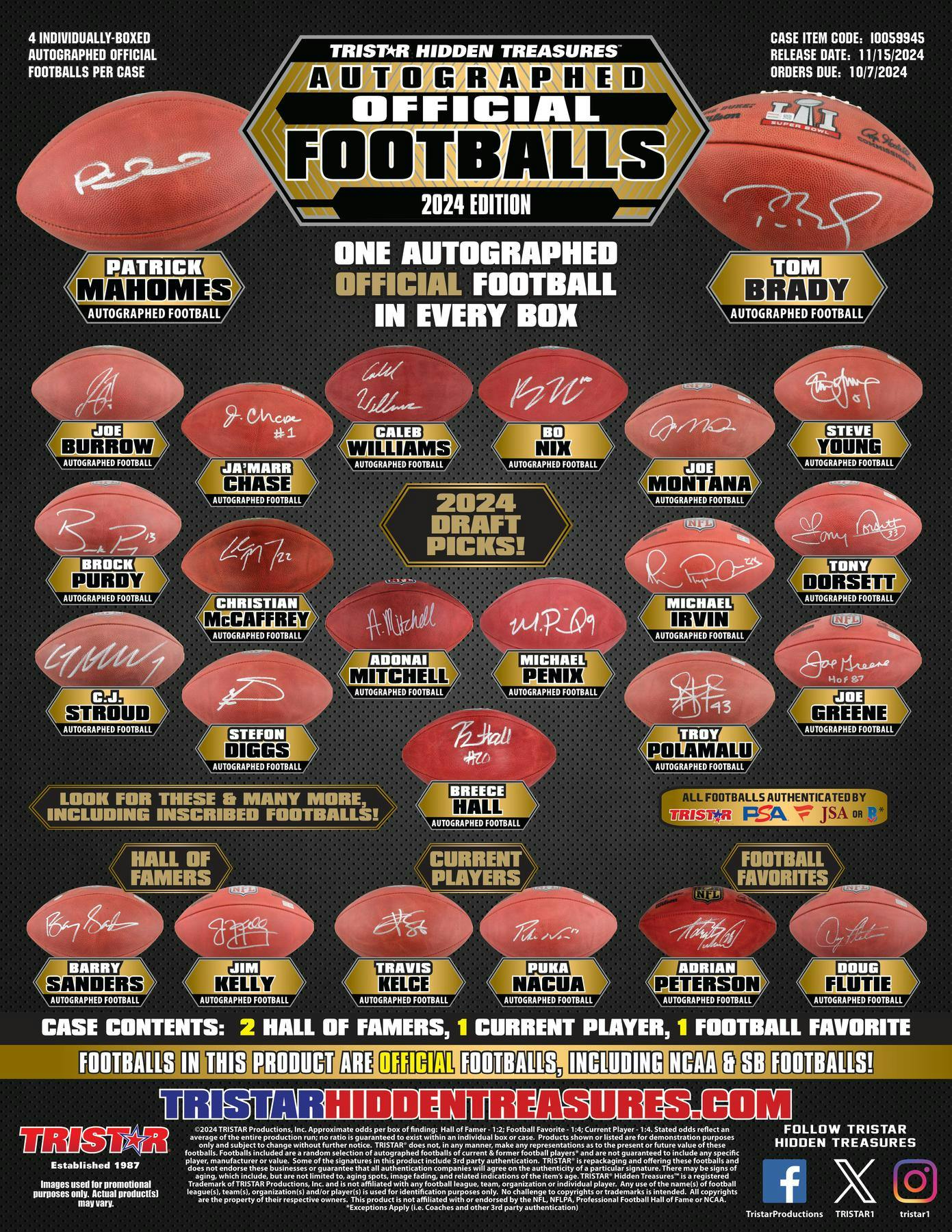 2024 TriStar Hidden Treasures Autographed Official Football Hobby Box