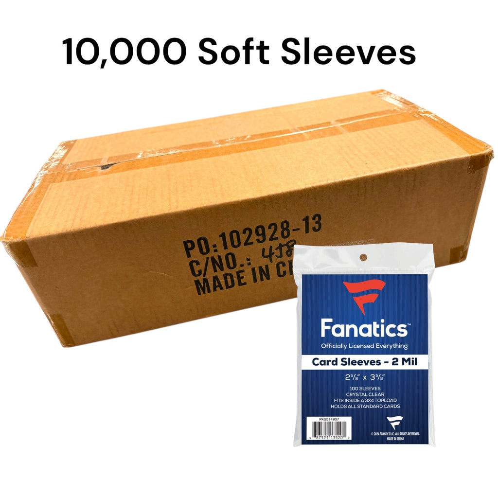 Fanatics Standard Soft Sleeves (2-5/8”x3-5/8”) 100ct x 100 packs/case (10,000 Sleeves)