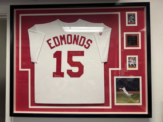 Jim Edmonds #5 (St. Louis Cardinals) Autographed Jersey Framed w/ COA