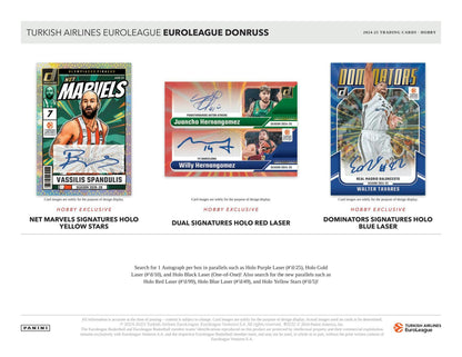 2024-25 Panini Donruss Turkish Airlines EuroLeague Basketball Hobby Box