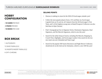 2024-25 Panini Donruss Turkish Airlines EuroLeague Basketball Hobby Box