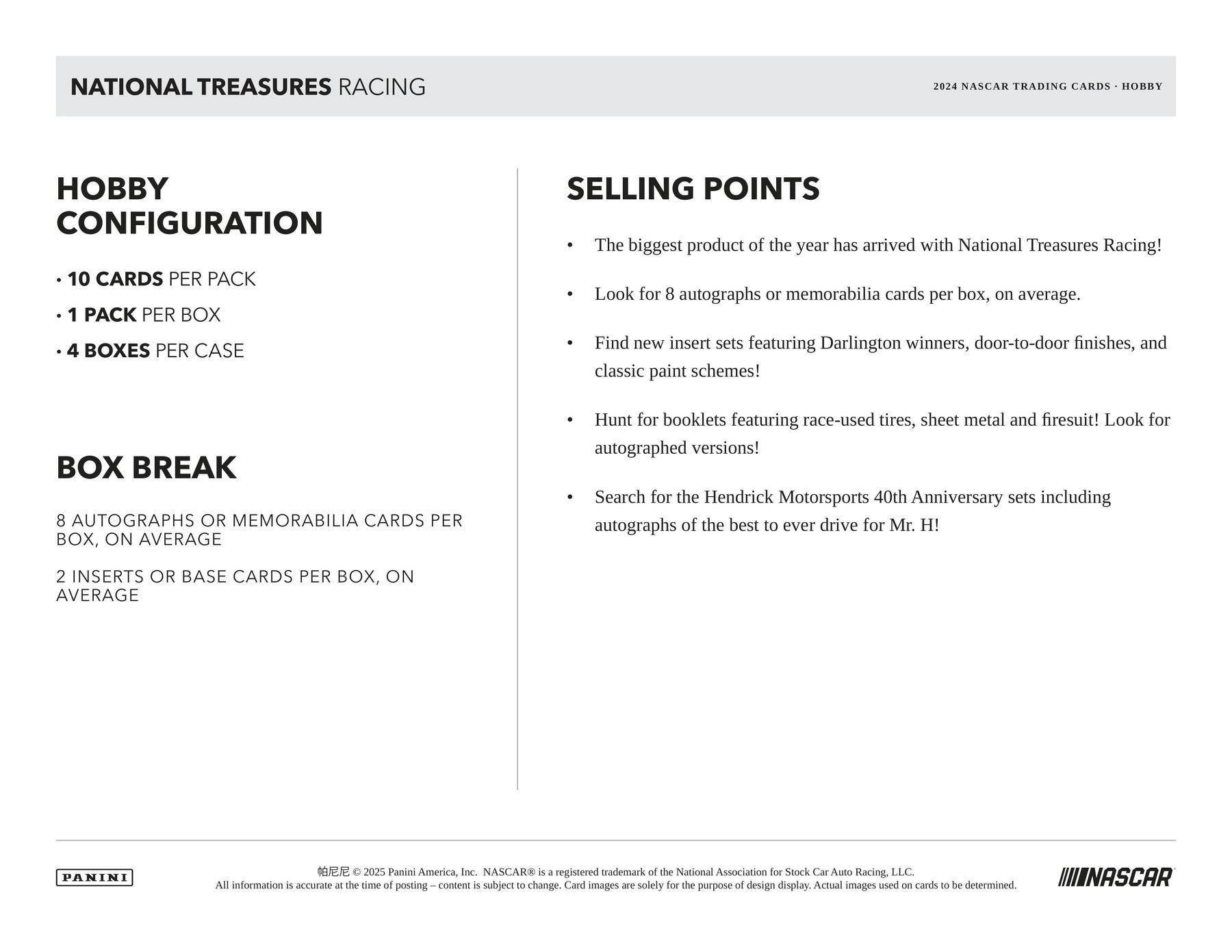 2024 Panini National Treasures Racing 4-Box Hobby Case (4/18)