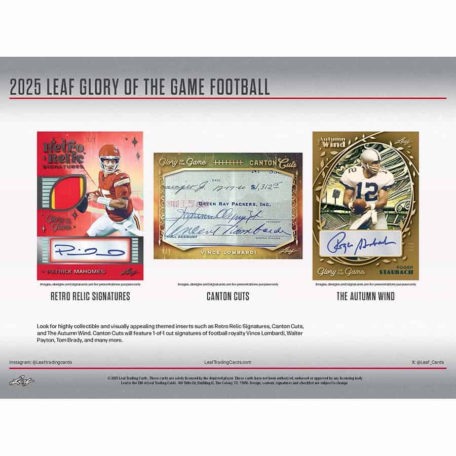 2025 Leaf Glory of the Game Football Hobby Box (8/20)